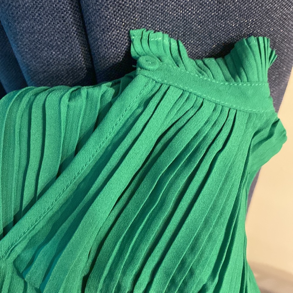 Adrianna Papell Green High Neck Pleated Look Small - Picture 13 of 13